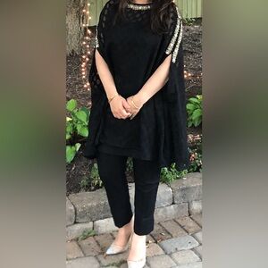 2 pc Black Cape Style Shalwar Kameez modern Pakistani clothes indian